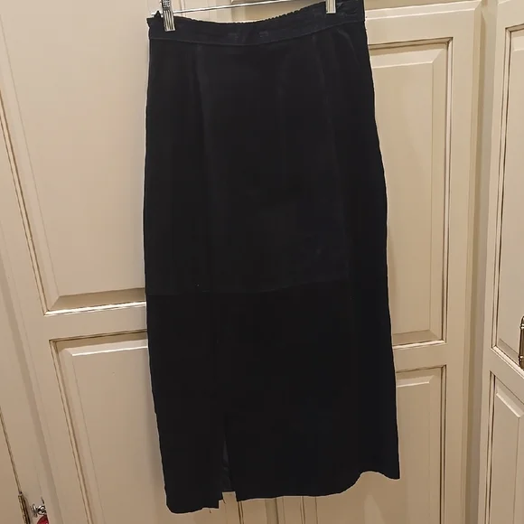 Etosha Black Seude Maxi Skirt Size Large Vintage 2000's - Picture 1 of 8